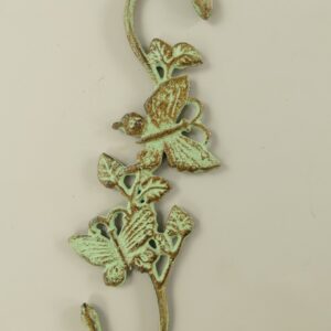 Vintage Wandhaken Dekorativer Doppelwandhaken mit Schmetterlings und Blattmotiven