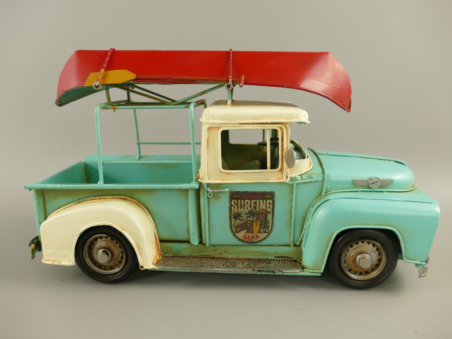 Antikes Blechauto Vintage mit Kanu  Einzigartige Sammlerstücke 5