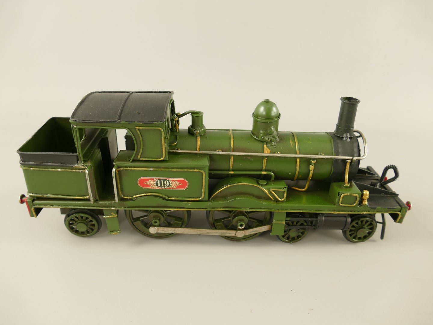 Antike Grüne ModellDampflokomotive Blechauto Lokomotive RetroSpielzeug 6