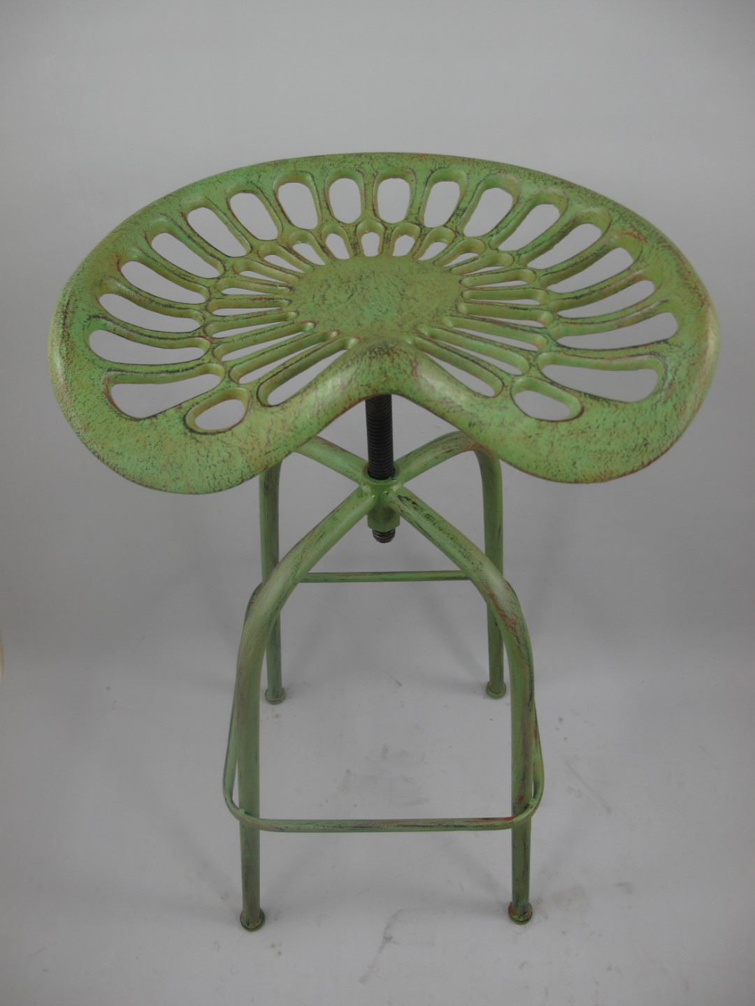 Rustikaler Metall Barhocker  Höhenverstellbarer Vintage Barstuhl Grün 4