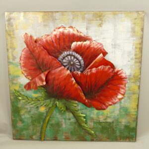 Exquisite 3D Metallbild Mohnblume Rote Wandkunst aus Metall