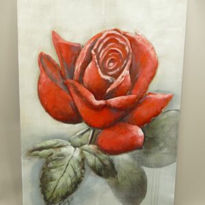 3D Metallbild Rose  Handgefertigte Eisenkunst mit roten Rosen und grünen Blättern