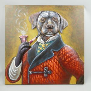 Exquisite 3D Metallkunst Hund  Viktorianisches Metallbild