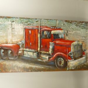 Nostalgisches 3D Metallbild Lastwagen auf Route 66 Retro Dekoration