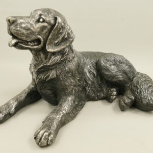 Elegante Graue Hundeskulptur aus Kunststein  67cm Deko