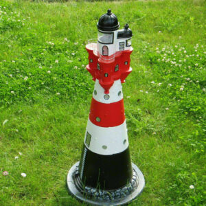 Beleuchteter Roter Sand Deko Leuchtturm in Rot/Weiss