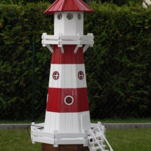 Leuchtturm Deko für den Garten in Rot/Weiss aus Kiefernholz XXL