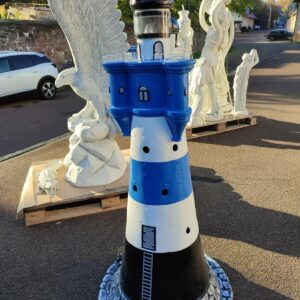 Leuchtturm für den Garten in Blau/Weiss Gross