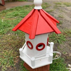 Leuchtturm mit Solar klein in Rot/Weiss