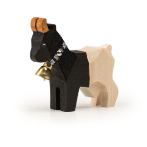 Deko Walliser Ziege gross Schwarz/Weiss mit Glocke Nelly